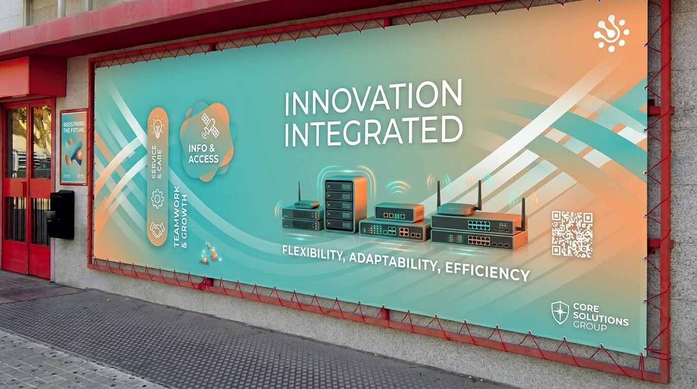 Lona tensada de gran formato instalada en fachada